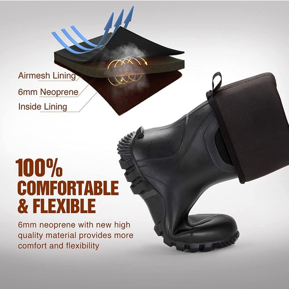 TIDEWE Rubber Boots for Men Multi-Season, Waterproof Rain Boots with Steel Shank - Picture 4 of 12